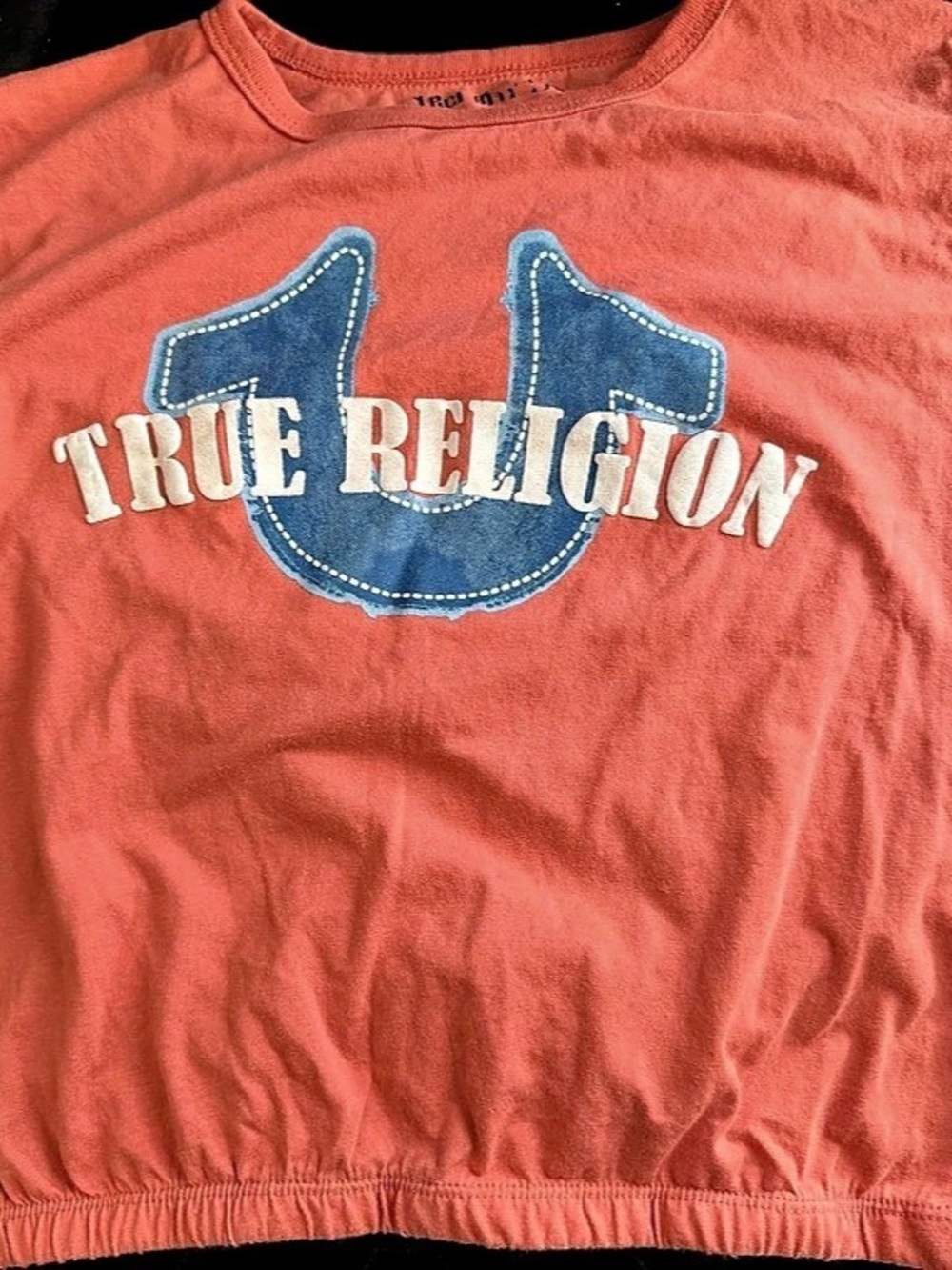 True Religion Kids Horseshoe Logo Tee Pink & Blue Girls Size 10/12